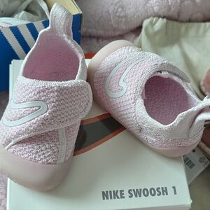 Nike Pink Knit Swoosh Kids Sneakers